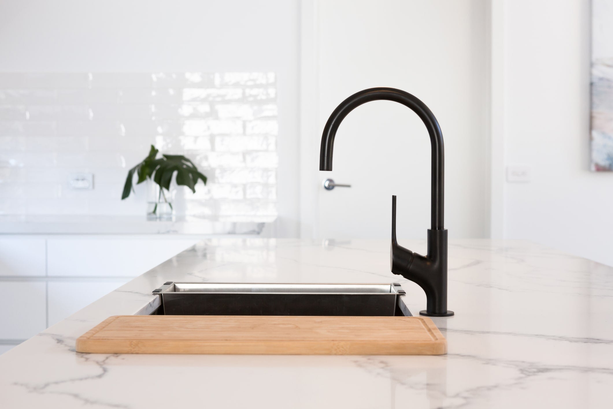 Matte black kitchen mixer taps