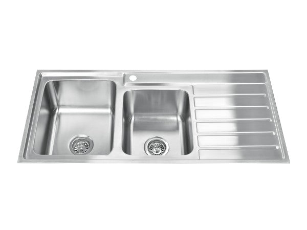 Laxa Square Sink 1120x500mm, 1.75 Bowls with Drainer