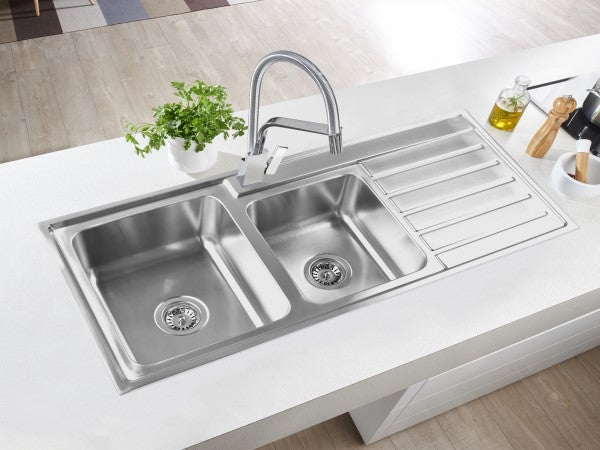 Laxa Square Sink 1120x500mm, 1.75 Bowls with Drainer