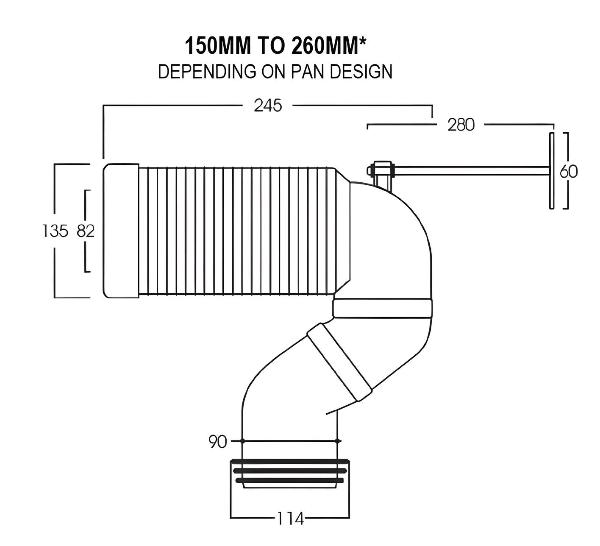 Variable Connector Bend 150-225mm  PWG003 JT43