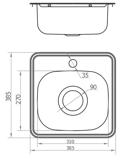 Berma Bar Sink, 1 Taphole