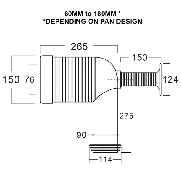 Variable Connector Bend 60-180mm PWG001