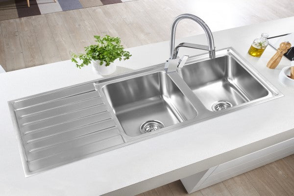 Laxa Square Sink 1200x500mm, Double Bowl with Drainer