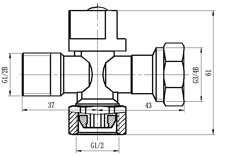 Tri Tec Valve 1/2" Loose Nut x 15MI x 20MI 1/4 Turn Dishwasher