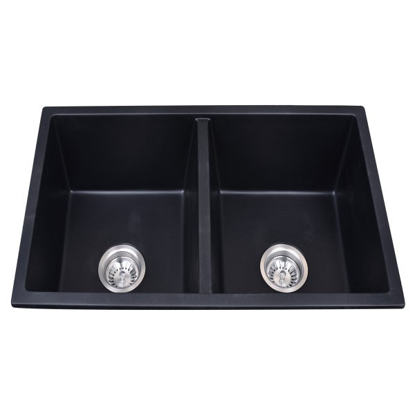 Rokette Double Bowl Top / Undermount Sink, Carbon 770mm x 450mm