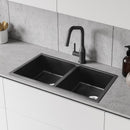 Rokette Double Bowl Top / Undermount Sink, Carbon 770mm x 450mm