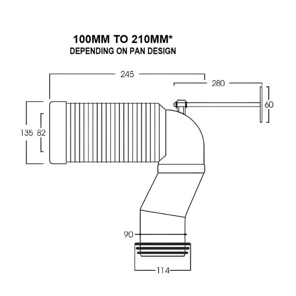 Variable Connector Bend 100-210mm PWG002