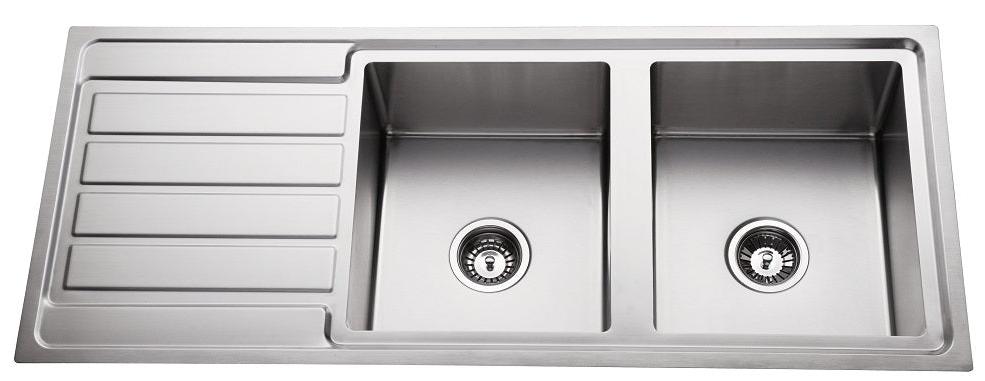 Lineare 1200mm Double Bowl Sink, No Tap Hole