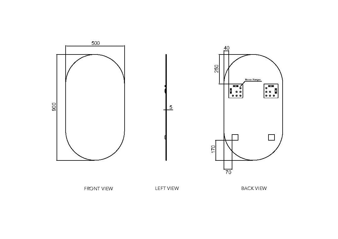 Vista Mirror Bubble 500x900mm