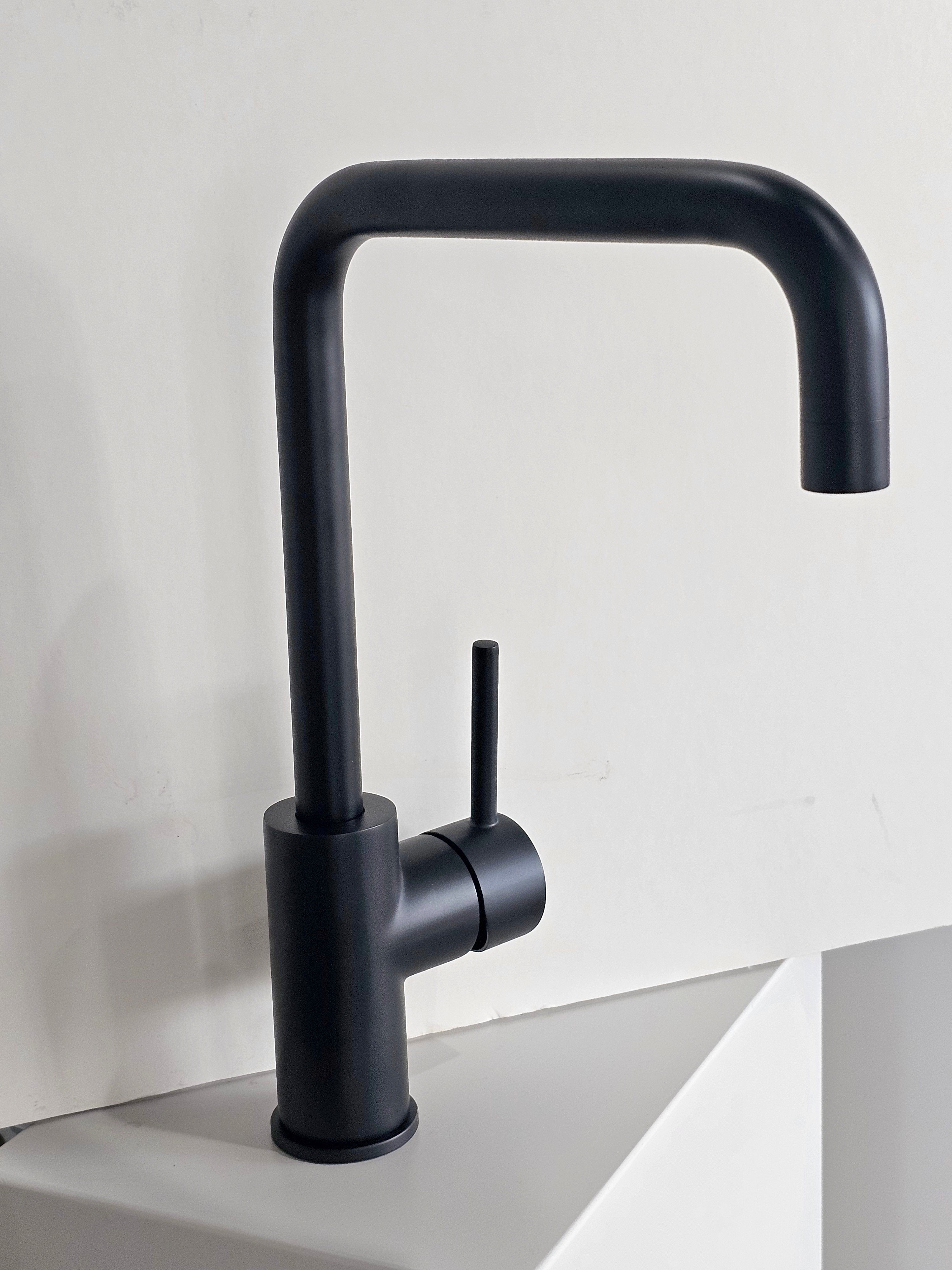 Huss Square Neck Sink Mixer, Matte Black