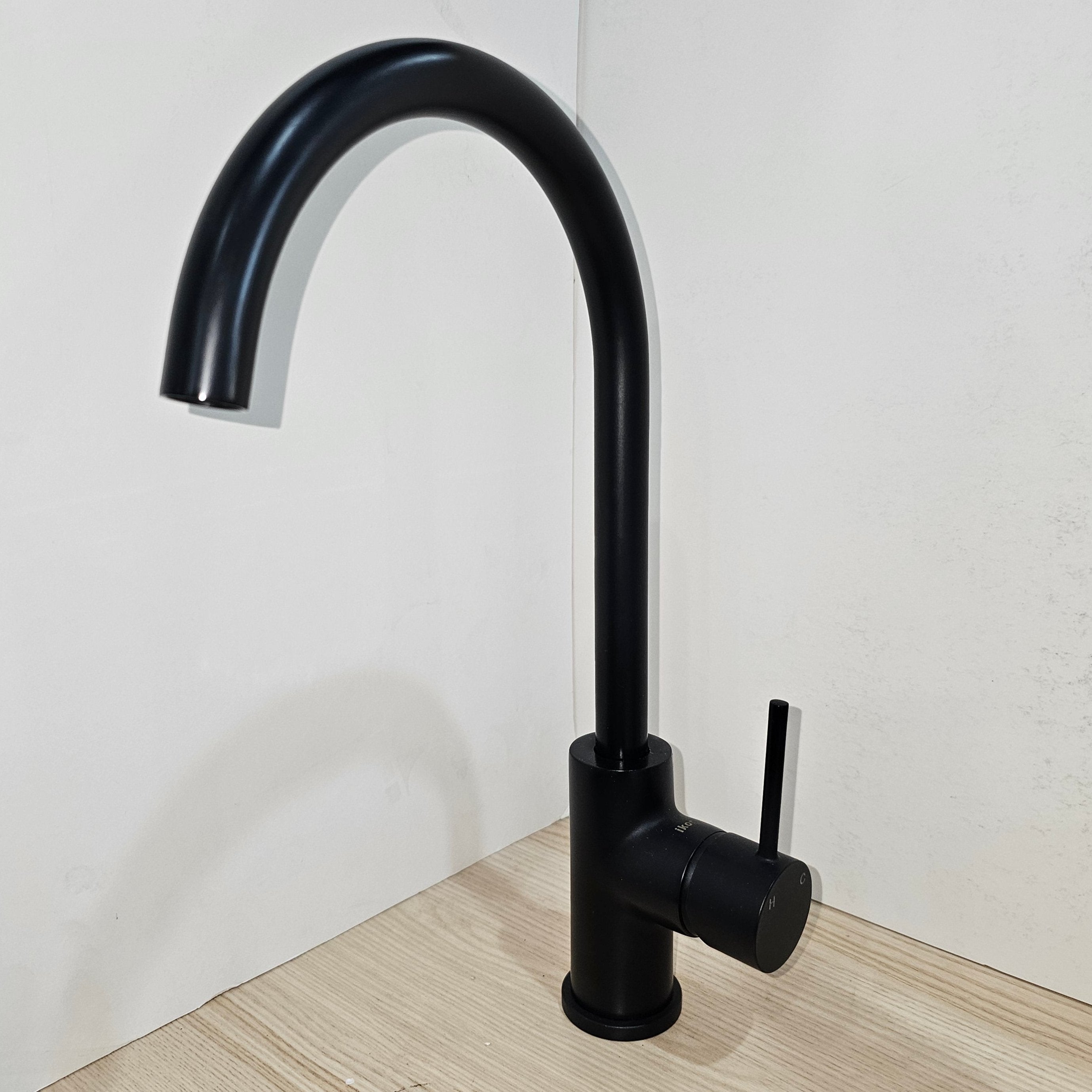 Ikon Micah Gooseneck Swivel Sink Mixer Matte Black