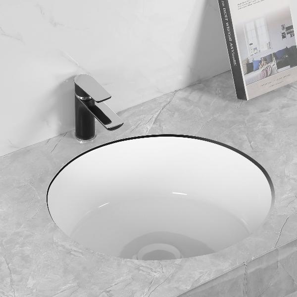 Essence Fisher Round 405mm Flat Bowl Undermount Basin White