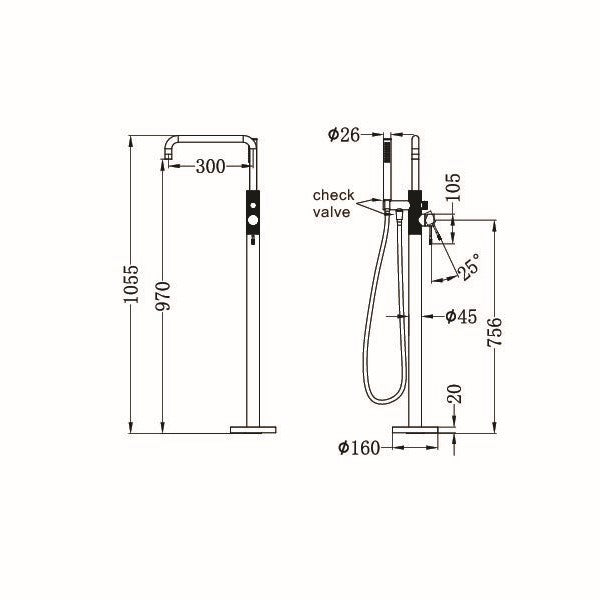 Nero Opal Freestanding Bath Mixer with Handshower - Brushed Gold / NR251903aBG