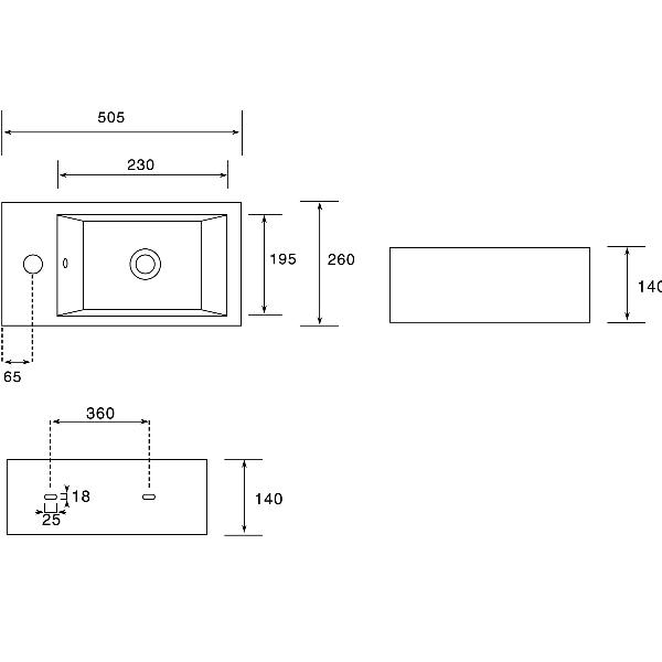 Essence Boxa Mini Ensuite 500mm Wall Basin