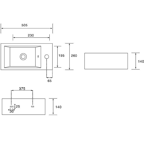 Essence Boxa Mini Ensuite 500mm Wall Basin