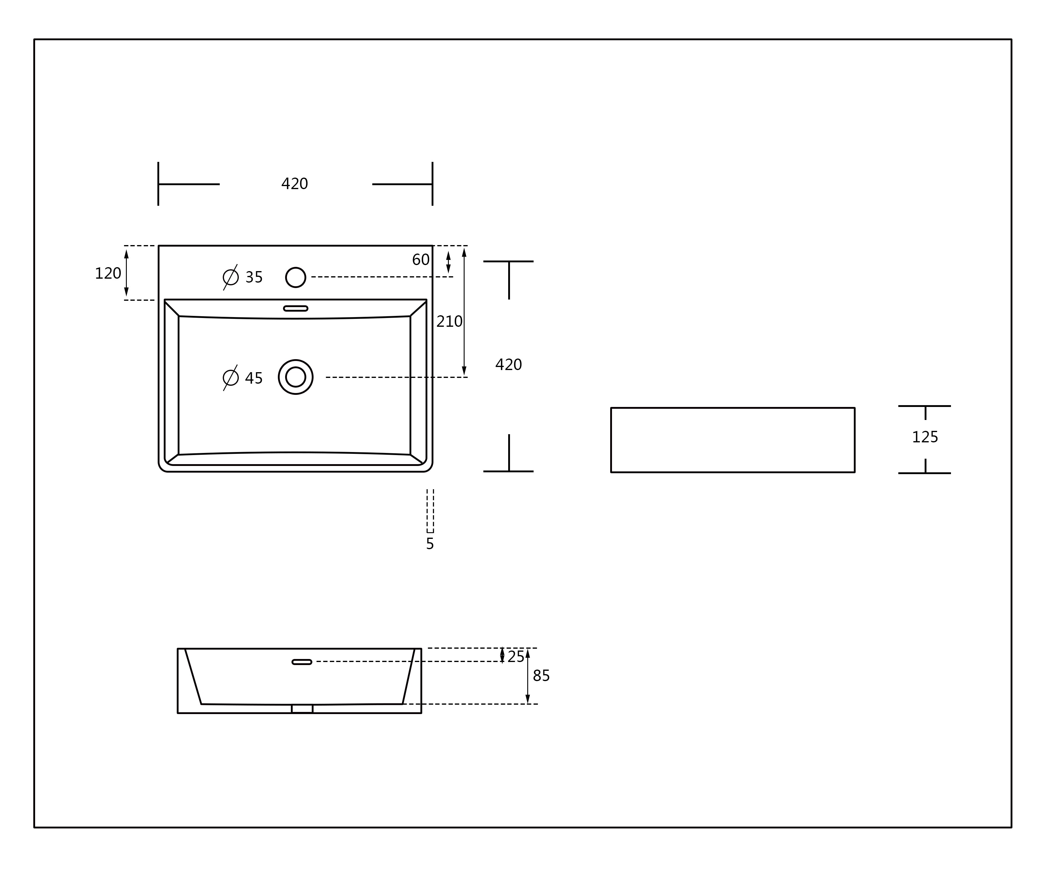 Essence Lucca Square Wall / Counter Top Basin 1TH 420 x 420mm White