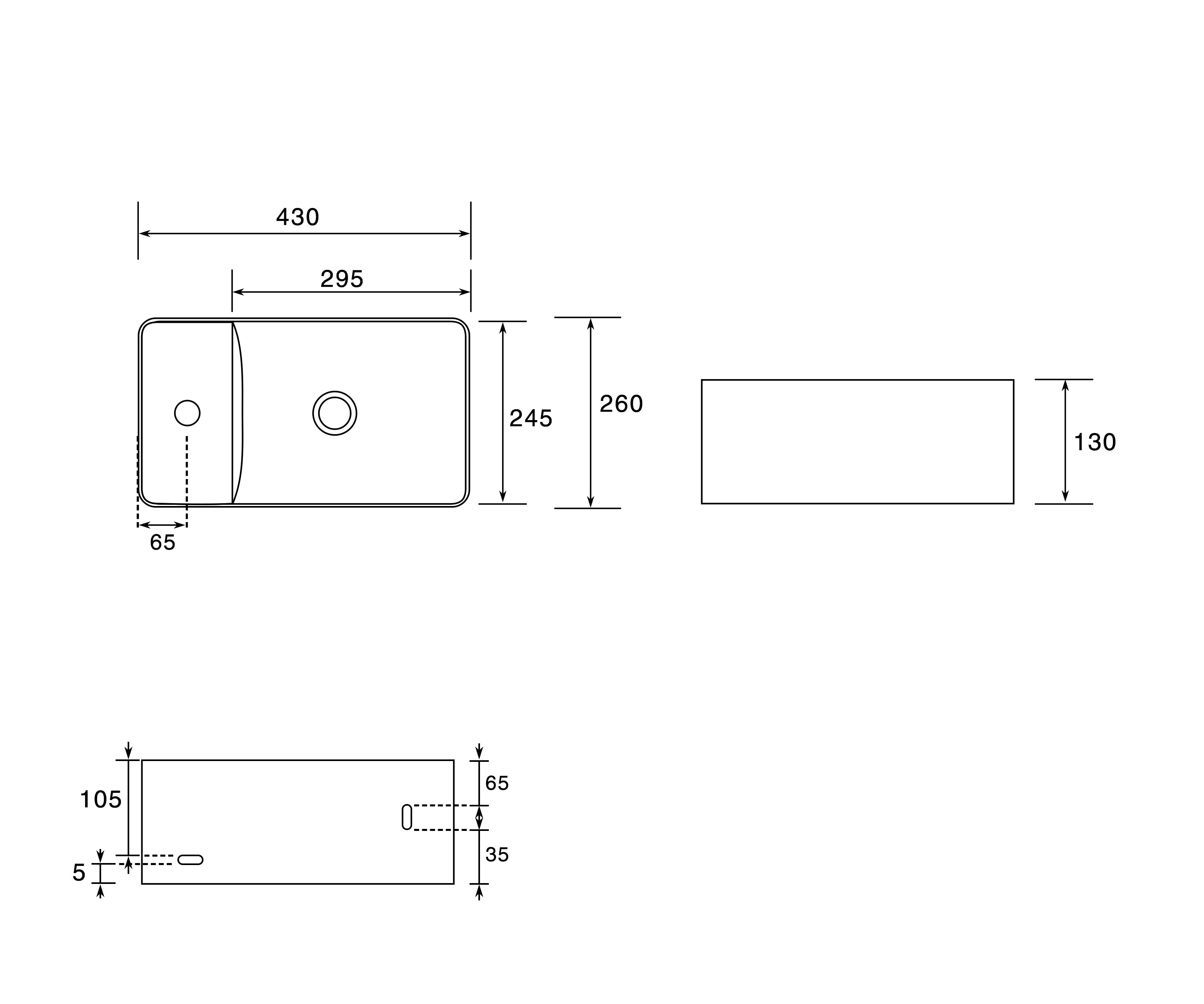 Essence Metropol Mini Ensuite 420mm Wall Basin