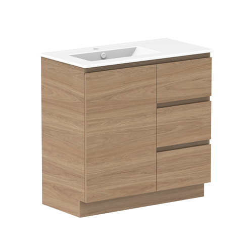 Glacier Lite Ceramic Trio Vanity 900mm, Bowl Options