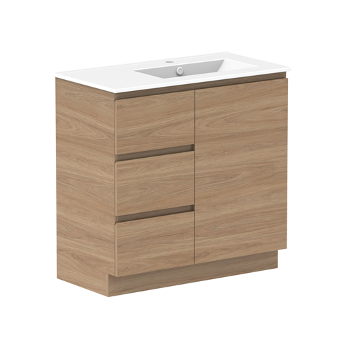 Glacier Lite Ceramic Trio Vanity 900mm, Bowl Options