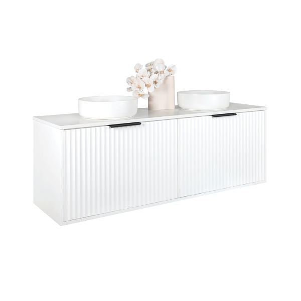 FABF Alia 1500mm Matte White Vanity Unit, Add Top + Basin/s