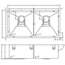 EuroSelect Athens Slim Bridge DBL Bowl Under Counter Sink