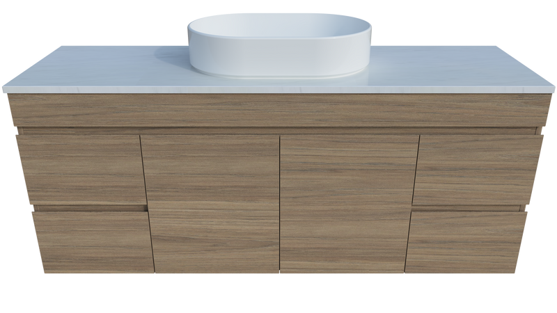 Bargo 1500mm Wall hung Vanity Centre Above Counter Basin SilkSurface Top