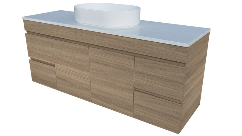 Bargo 1500mm Wall hung Vanity Centre Above Counter Basin SilkSurface Top