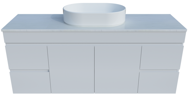 Bargo 1500mm Wall hung Vanity Centre Above Counter Basin SilkSurface Top