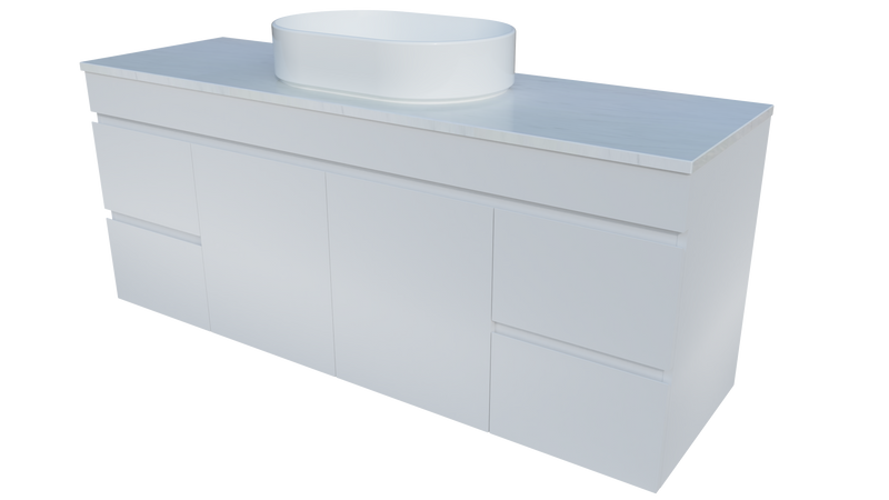 Bargo 1500mm Wall hung Vanity Centre Above Counter Basin SilkSurface Top