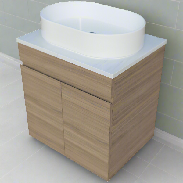 Bargo Wall hung 600mm Vanity Centre Above Counter Basin SilkSurface Top