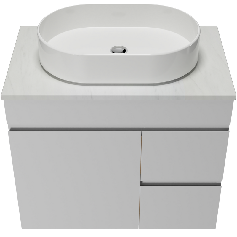 Bargo Wall hung 750mm Vanity Centre Above Counter Basin SilkSurface Top