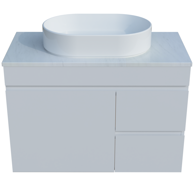 Bargo 900mm Wall hung Vanity Centre Above Counter Basin SilkSurface Top