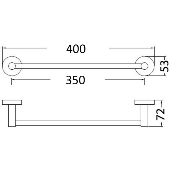 Mait Single Towel Rail - 350mm, Chrome