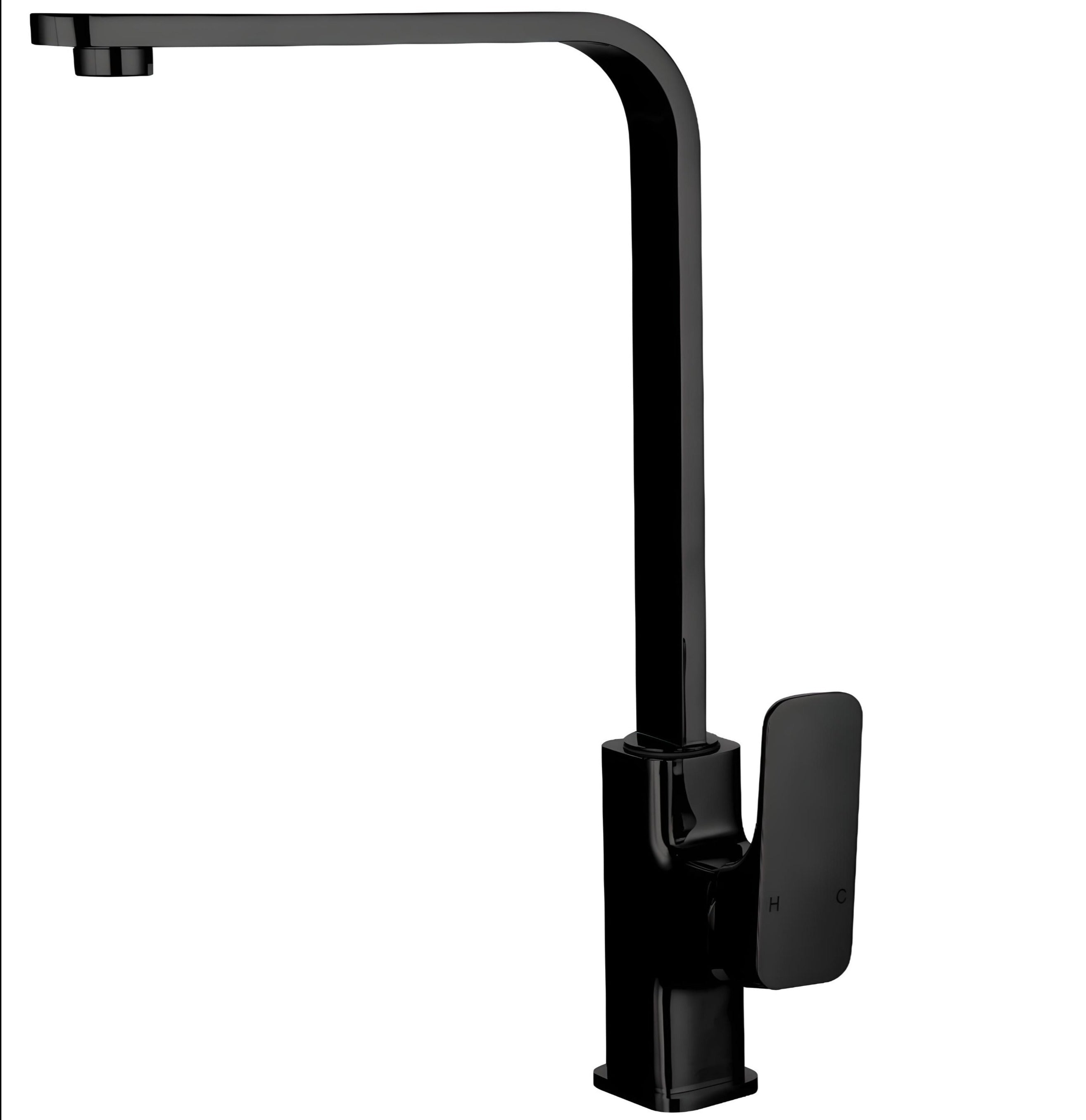 Vogue Stafford Matte Black Square Gooseneck Sink Mixer