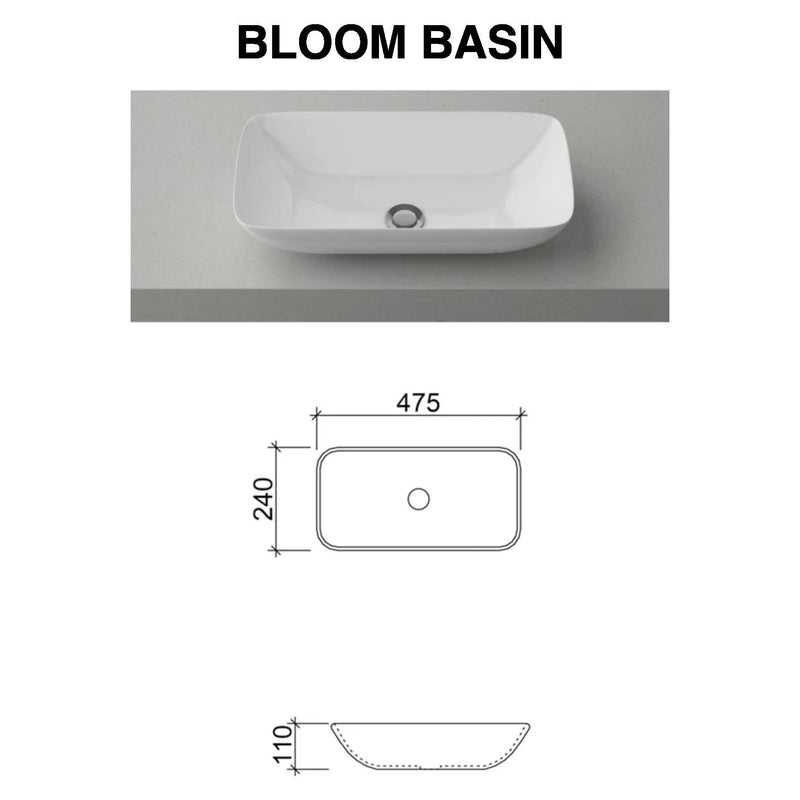 Bargo Wall hung 750mm Vanity Centre Above Counter Basin SilkSurface Top