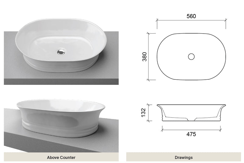 Ainsworth Wall hung Vanity 1500mm Double Bowl with Above Counter Basin