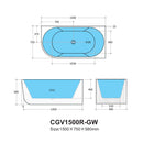 KDK Capri Groove 1500mm Corner Bath - Gloss White