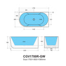 KDK Capri Groove 1700mm Corner Bath - Gloss White