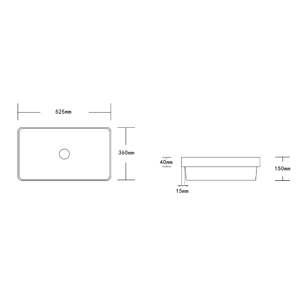 Essence Bavaria Semi Inset Basin 525mm x 360mm, White Gloss