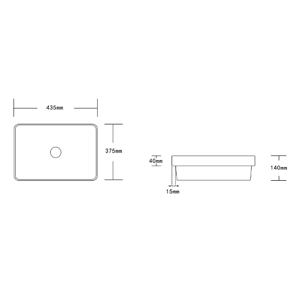 Essence Bavaria Semi Inset Basin 435mm x 375mm, White Gloss