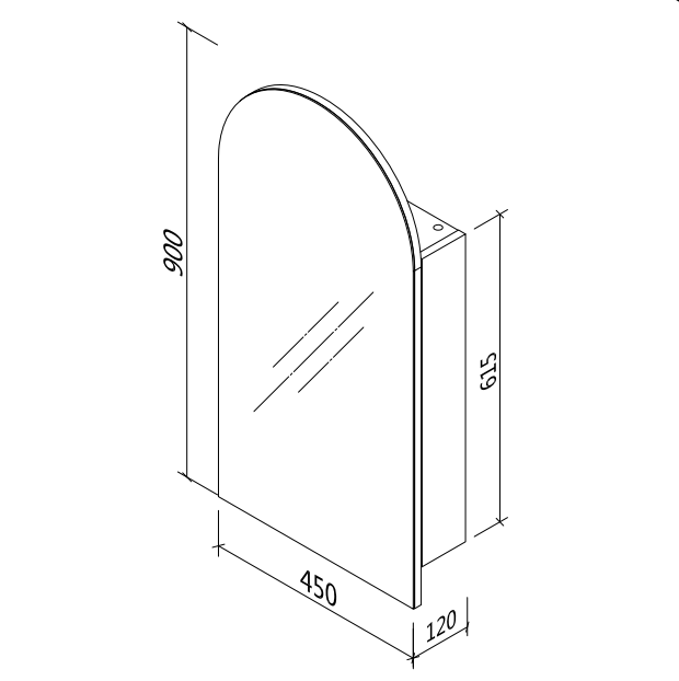 Cathedral Arch Mirrored Shaving Cabinet Soft Oak - 450 x 900mm