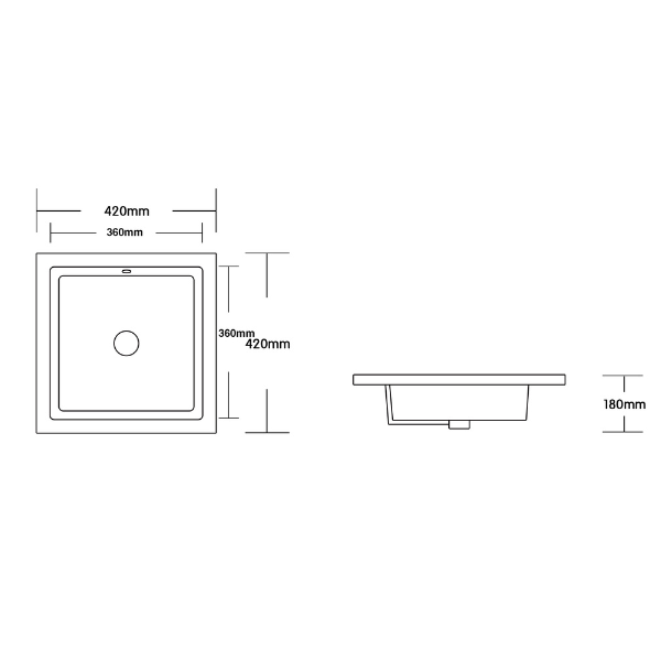 Essence Marberg Undercounter Basin  420mm x 420mm, White Gloss