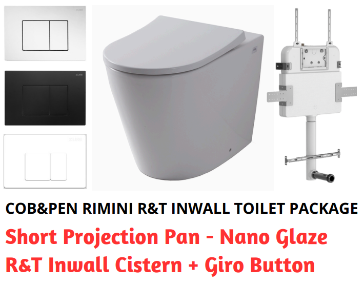 R&T In Wall Package - Rimini Rimless Pan, Inwall Cistern and Giro Square Button