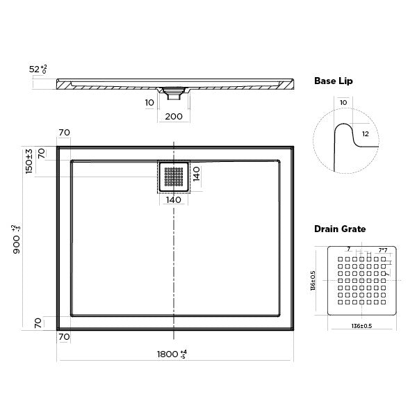 Oceano Stonelite ECO Rear Outlet Shower Bases (Various Sizes)