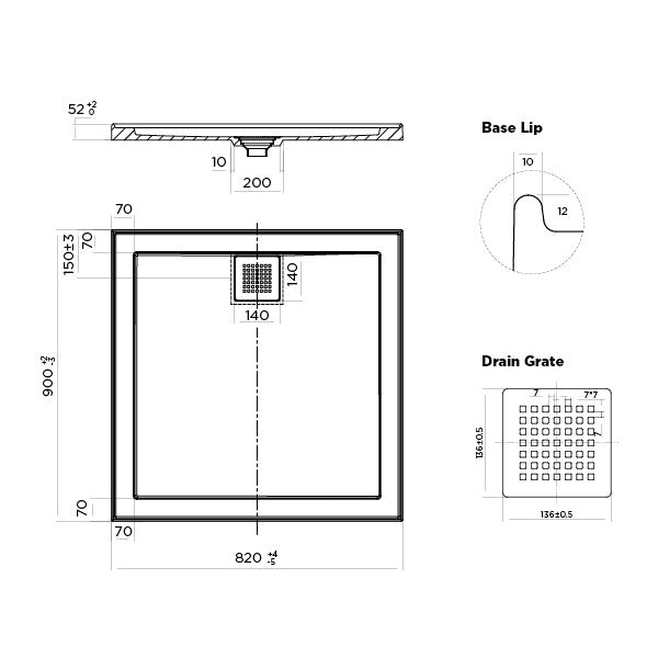 Oceano Stonelite ECO Rear Outlet Shower Bases (Various Sizes)