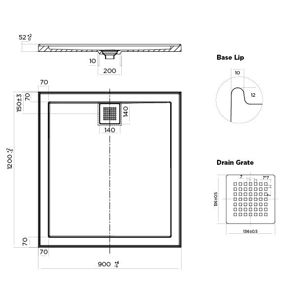 Oceano Stonelite ECO Rear Outlet Shower Bases (Various Sizes)