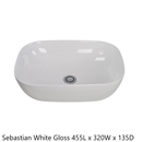 FABF Sebastian Above Counter Basin, White Gloss