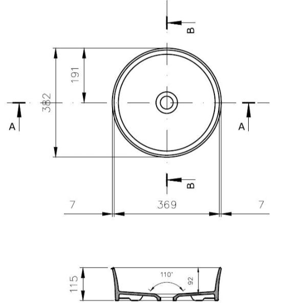 Fino Round 382 Counter Top Basin - Gloss White