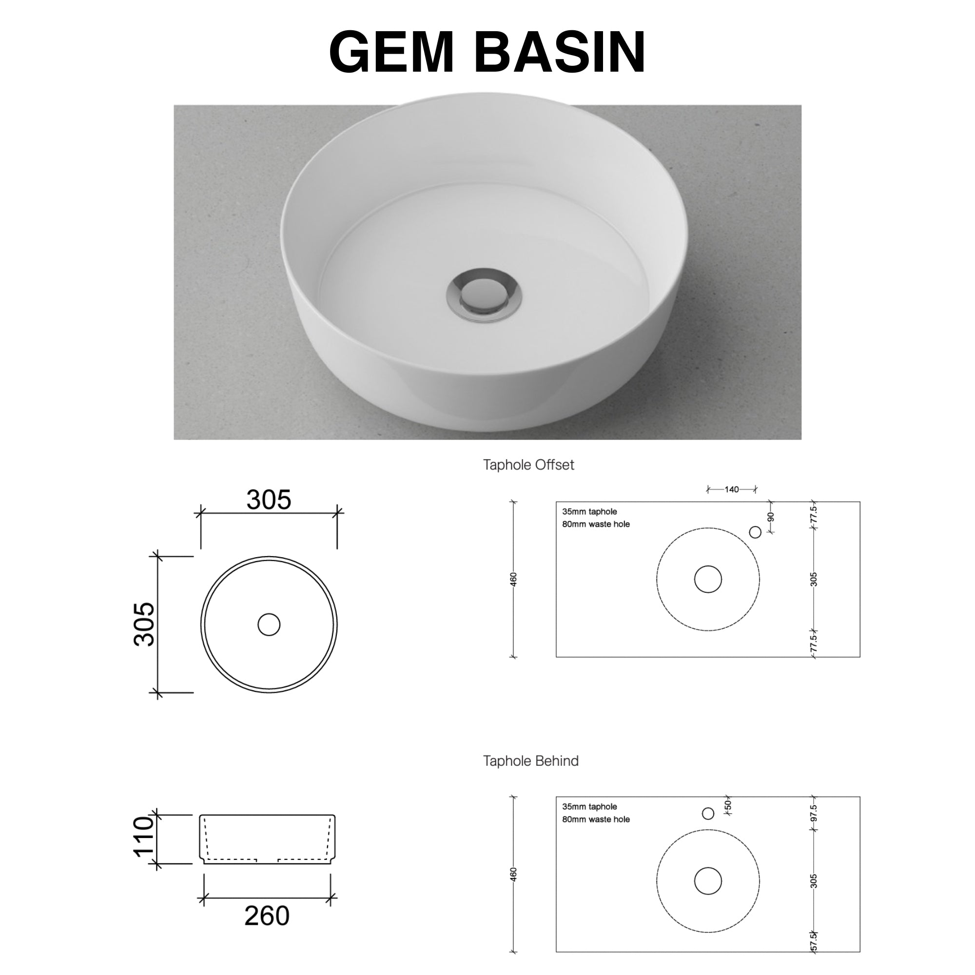 Ainsworth Wall Hung Vanity 1200mm Centre Bowl with Above Counter Basin