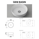 Bargo 900mm Wall hung Vanity Centre Above Counter Basin SilkSurface Top